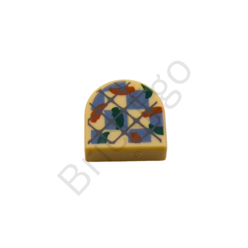 LEGO Tile 1x1 Half Oval with Oven Mitt with Chili Peppers and Checkered Pattern