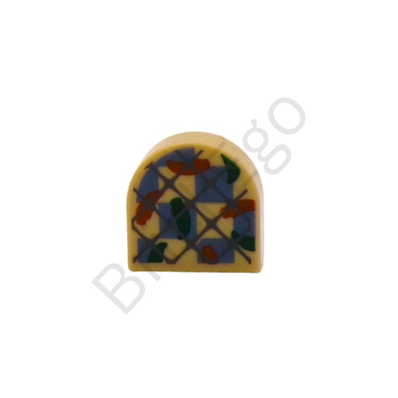 LEGO Tile 1x1 Half Oval with Oven Mitt with Chili Peppers and Checkered Pattern