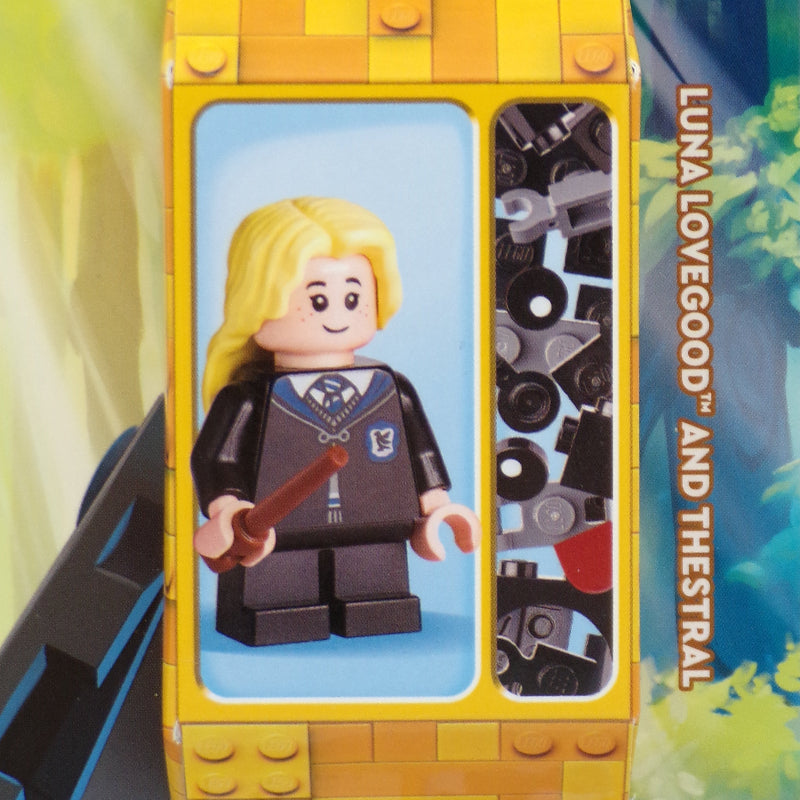 Toy packaging for 'Luna Lovegood and Thestral' from Bricktivity, showing a character and horse figure.