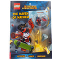 LEGO Super Heroes book titled 'The Maven of Mayhem' with a minifigure on a white background