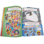 Open book with colorful illustrations and text, likely from a children's book or educational material.