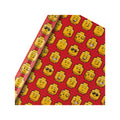 Red mat with yellow Lego figure heads pattern