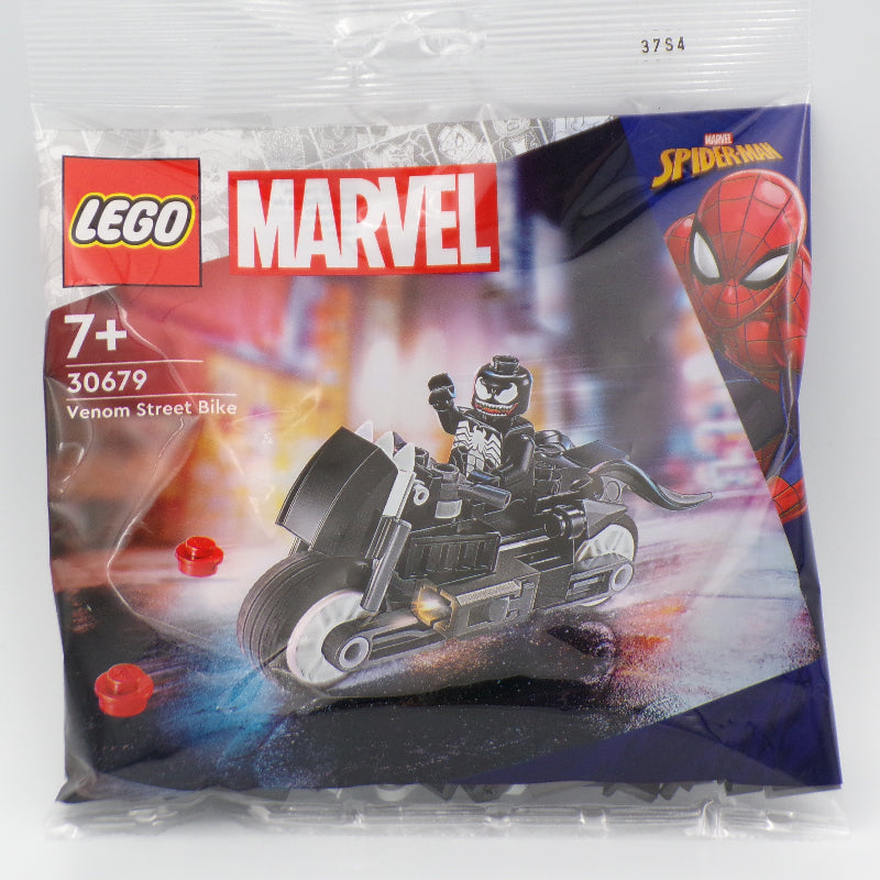 Lego Marvel Venom Street Bike packaging on a white background