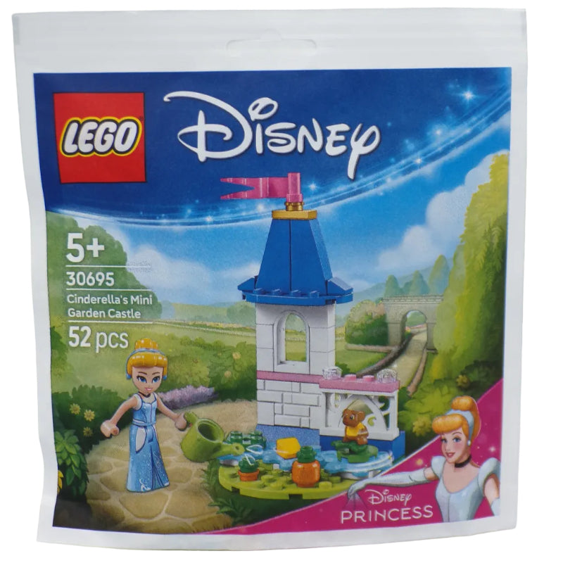 LEGO Disney Princess packaging with castle illustration on a white background