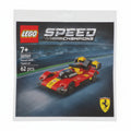 LEGO Speed Champions Ferrari toy car packaging on a gray background