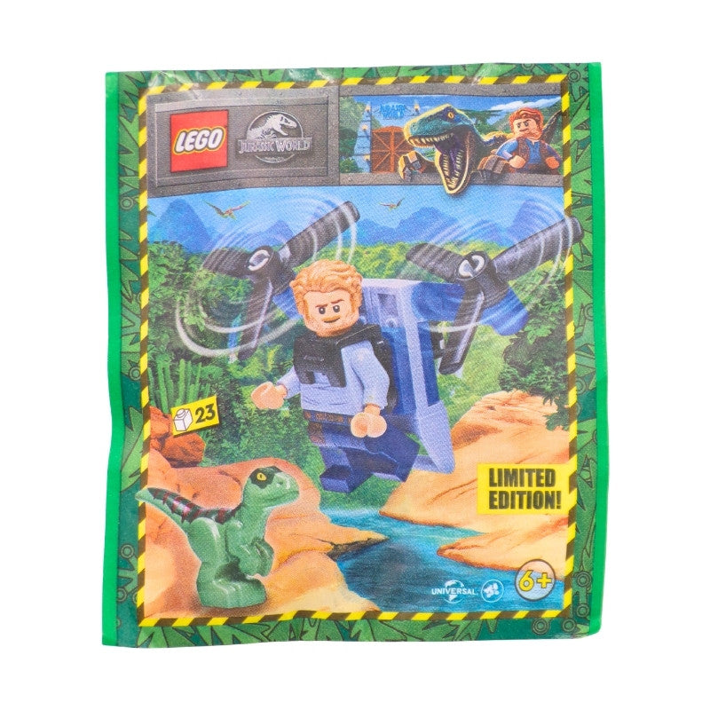 LEGO® Jurassic World™ Owen with Jet Pack & Raptor Paper Bag