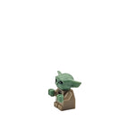 Green alien figure with large ears on a white background