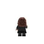 Back view of a LEGO figure with long brown hair on a white background