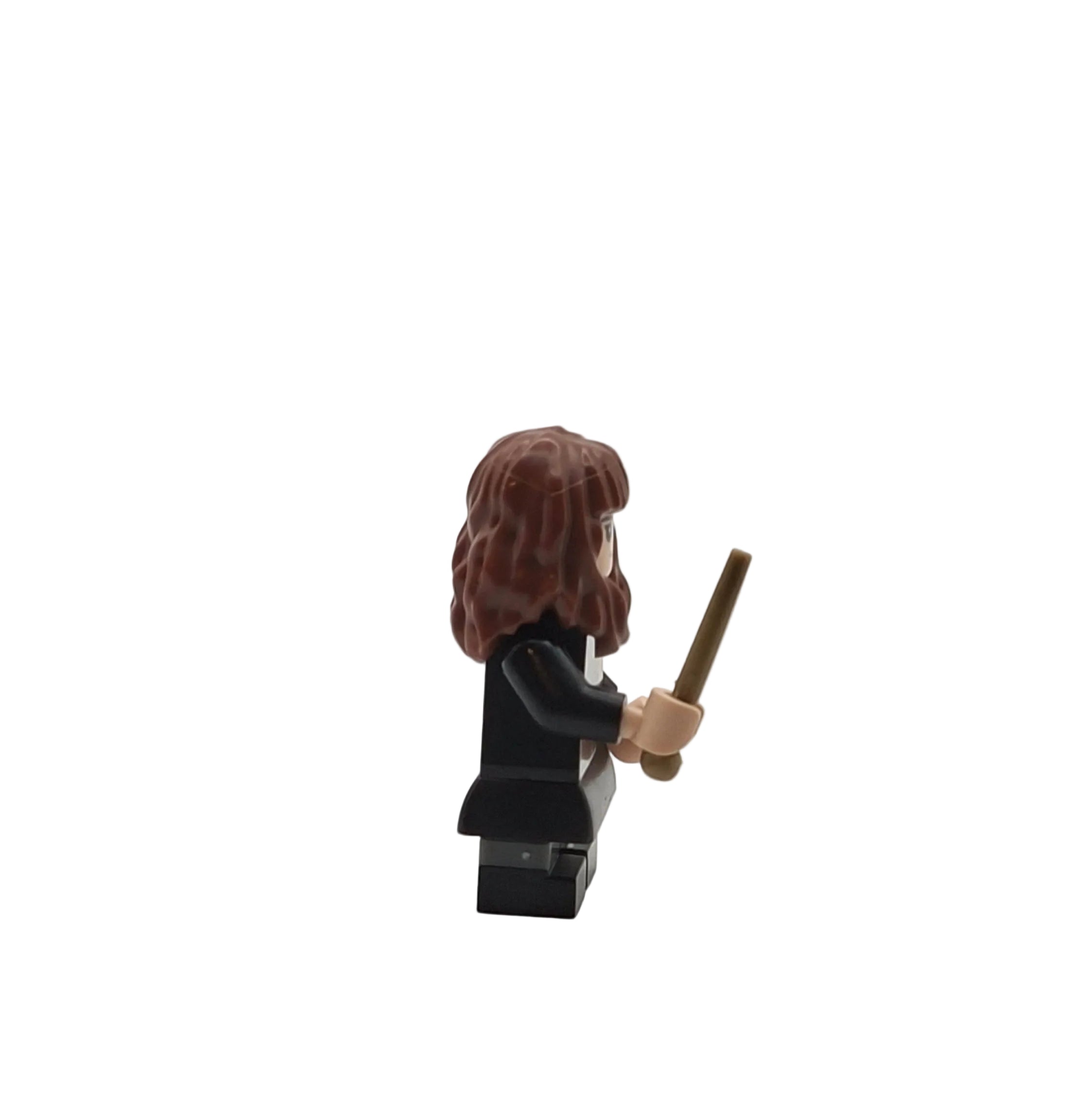 Minifigure with long hair and a wand on a white background