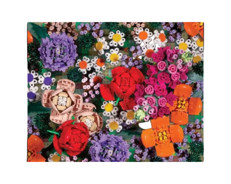 Colorful flower-shaped objects arranged in a pattern