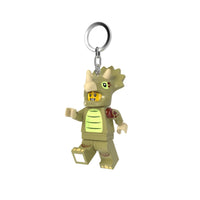 Lego dinosaur keychain on a white background