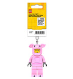 LEGO pig character keychain light with packaging on a white background