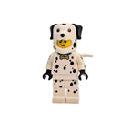 LEGO figure with a dalmatian pattern on a white background
