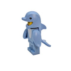 Blue shark-shaped toy with a yellow interior on a white background