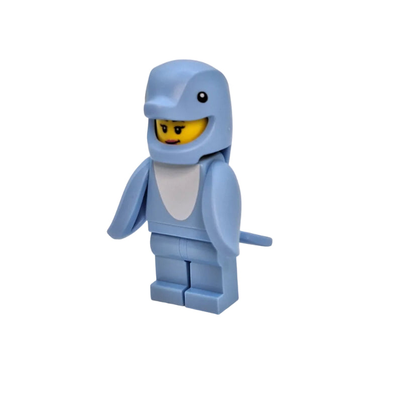 Blue plastic clip with a yellow face on a white background