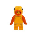Toy figure with a yellow face and orange body on a white background