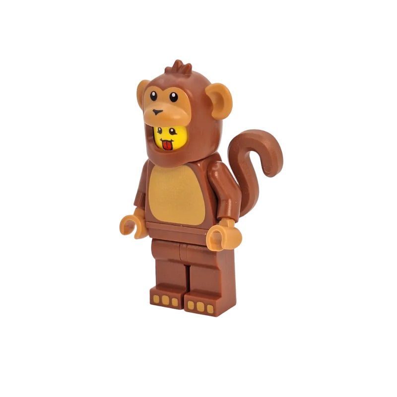Toy monkey figure with a smiling face on a white background