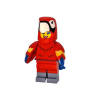 LEGO parrot minifigure on a white background