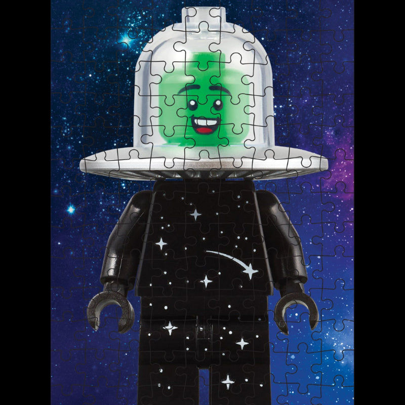 Jigsaw puzzle of a character with a transparent helmet on a space-themed background