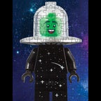 Jigsaw puzzle of a character with a transparent helmet on a space-themed background