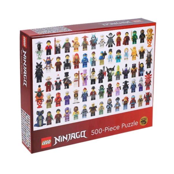 LEGO Ninjago 500-piece puzzle box with character illustrations on a white background