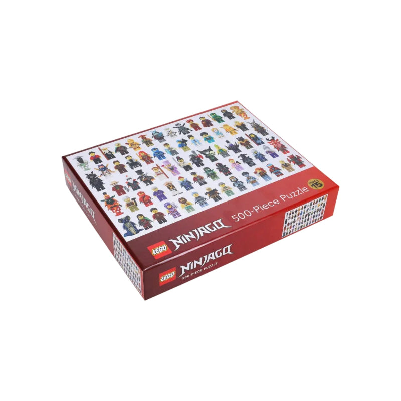 LEGO Ninjago 500-piece puzzle box with character illustrations on a white background