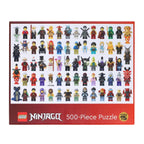LEGO Ninjago 500-piece puzzle with character illustrations on a white background