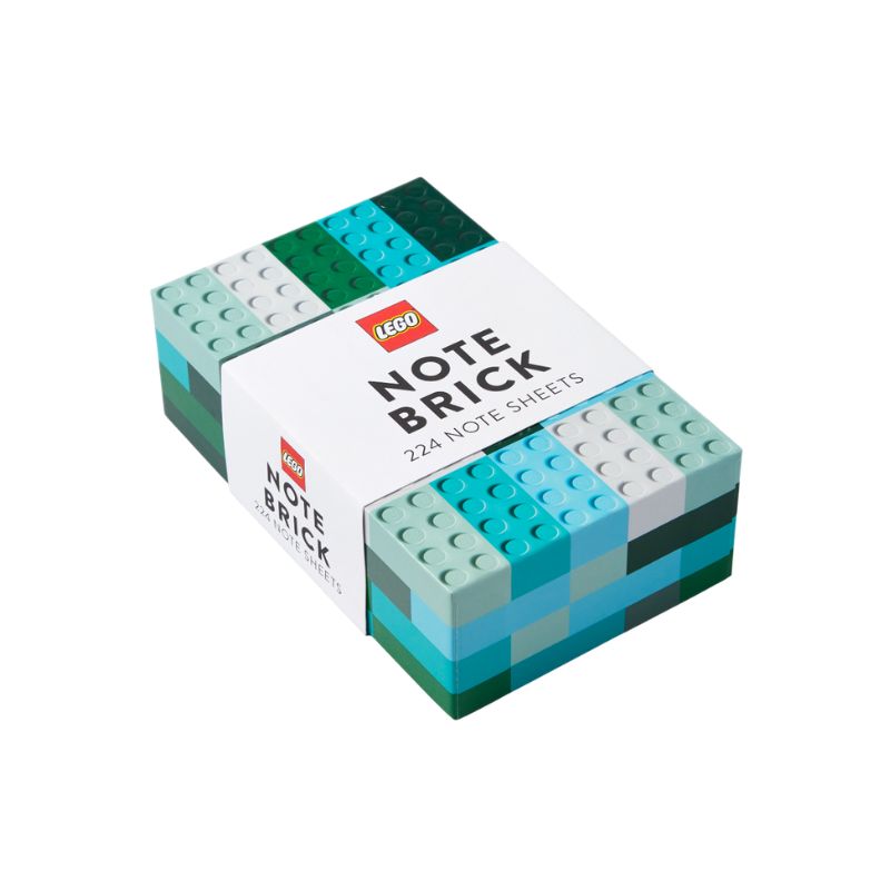 LEGO Note Brick packaging with green and blue design on a white background