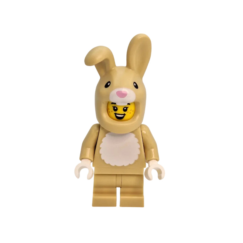 Toy figure of a rabbit with a yellow face on a white background