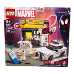 LEGO Marvel Miles Morales vs. The Spot set packaging with police car and building.