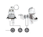 Stormtrooper keychain with LED light and battery indicators on a white background