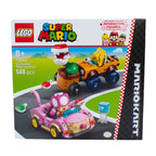 LEGO Super Mario packaging with characters and vehicles on a white background