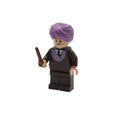 LEGO minifigure with a purple turban and robe holding a wand on a white background